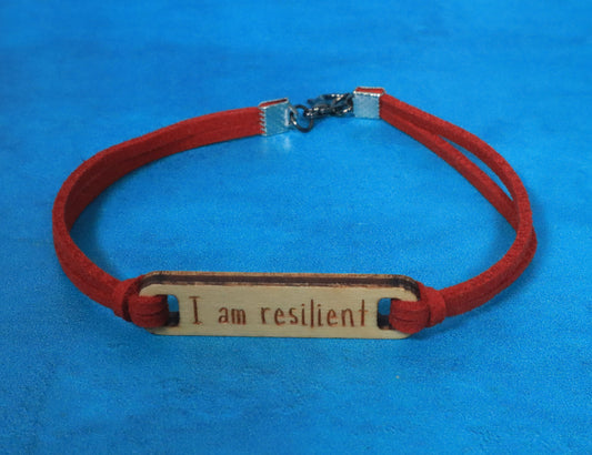 Bracelet Red and Silver I Am Resilient