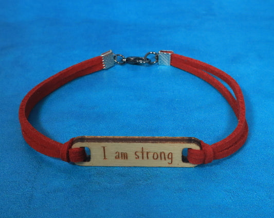 Bracelet Red and Silver I Am Strong