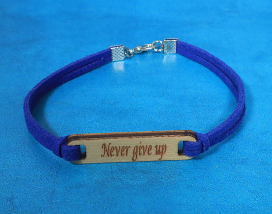 Bracelet Blue and Silver Never Give Up