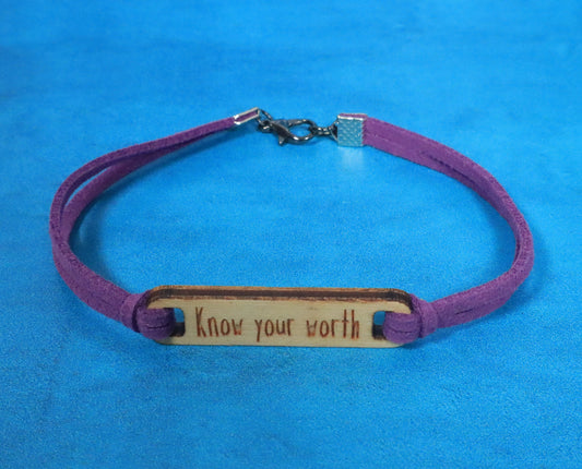 Bracelet Purple and Silver Know Your Worth