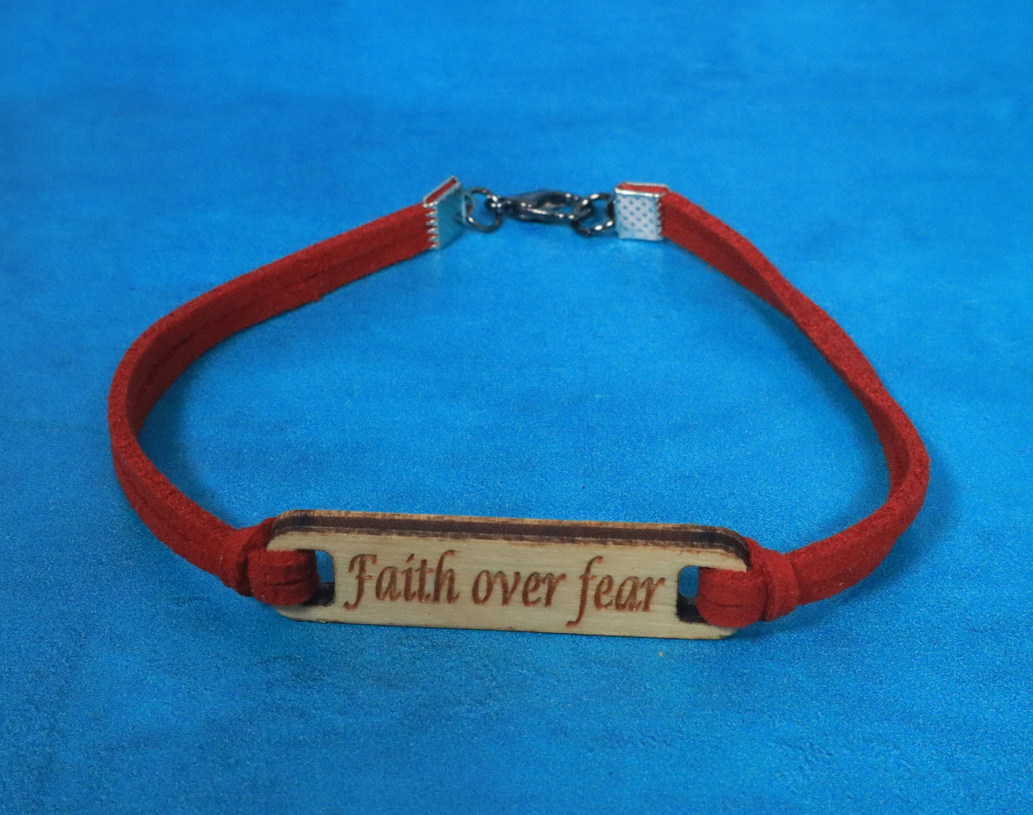 Bracelet Red and Silver Faith Over Fear
