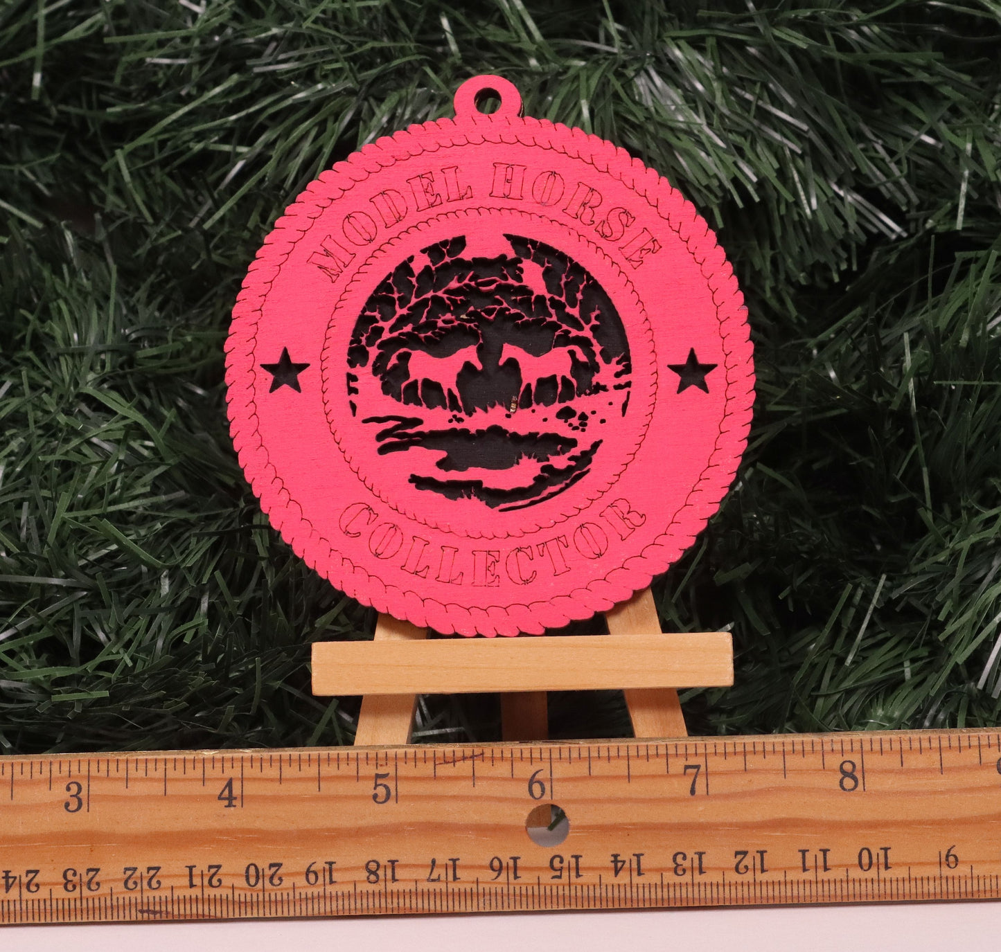 Model Horse Collector Ornament - Hot Pink - Laser Cut Poplar and Birch Wood