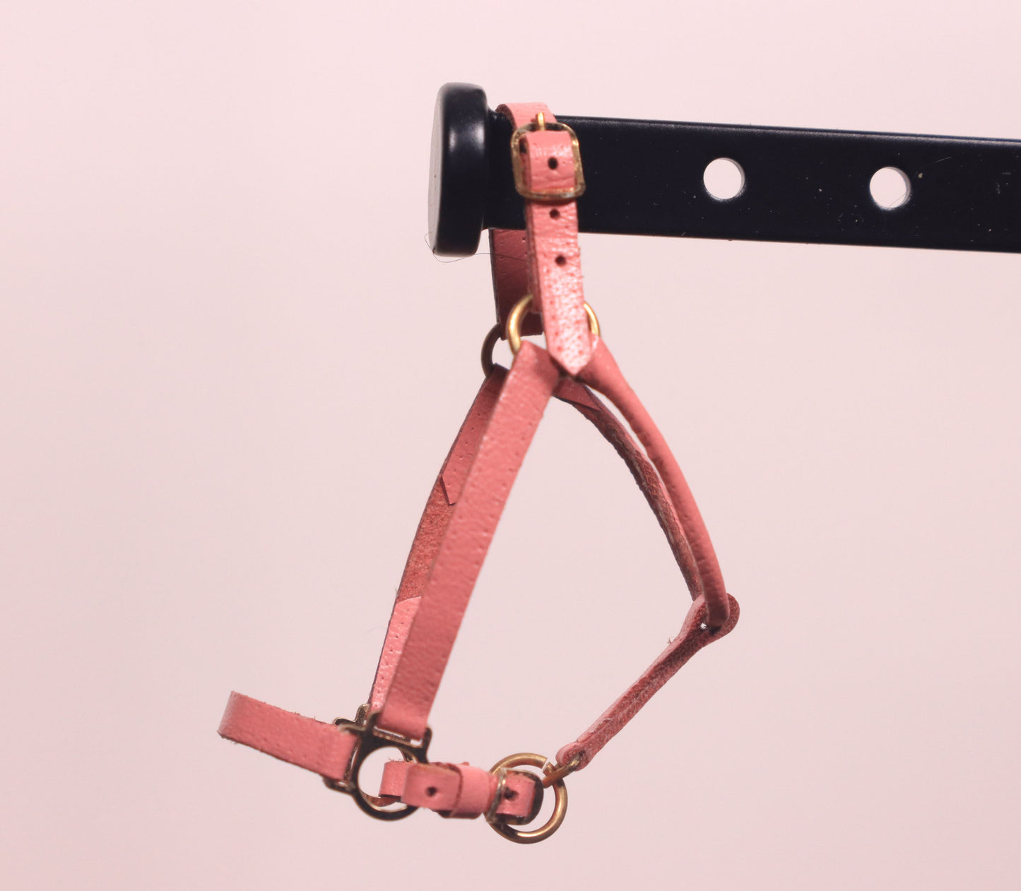 Traditional Scale Leather Halter for Breyer, Stone, other 1:9 Model Horses - Pink Color, Silver Hardware